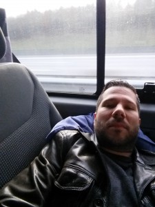 Kris sleeping in van after Reichenbach 18.01.2015